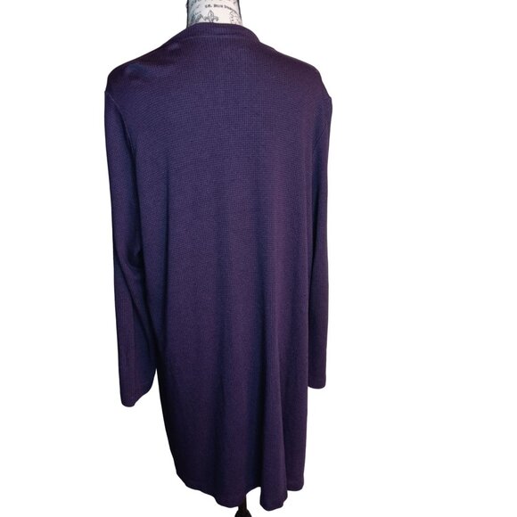 J. Jill Wearever Collection Large Purple Black Mirco Houndstooth Long Cardigan - Picture 3 of 5